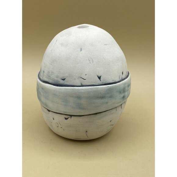 Ed & Kate Coleman Studio Pottery 5” Bud Vase Whimsical Belted Egg Abstract - Picture 8 of 11
